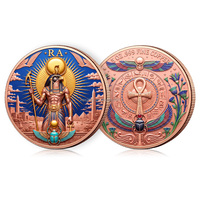 Pièce commémorative en cuivre fin de 5 oz sur le thème des dieux égyptiens, mythologie égyptienne, pièce de collection colorée de 5 oz en cuivre dans une capsule