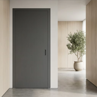 Porte intérieure BOCHARM de luxe en bois foncé, design moderne à 5 panneaux, porte à âme pleine avec poignée noire mate pour villa et hôtel