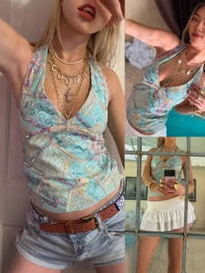 <strong>Women's</strong> <strong>Sequin</strong> Beaded Embroidered Halter <strong>Top</strong> Deep V Neck Sleeveless Backless Mesh Cami Vintage Party Clubwear Tank <strong>Top</strong> - Product Image 5