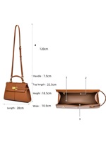 Tas Tote Litchi Grain Commute untuk Wanita, Tas Selempang Kulit PU dengan Penutup Magnetik