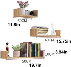 Juego de 3 Estantes Flotantes, Estante Flotante para Libros Montado en la Pared, Estante de Almacenamiento de Madera para Decoración de Pared para Dormitorio, Sala de Estar - Product Image 2