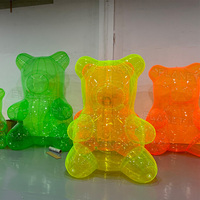 Prix de gros, grand ours en peluche gonflable transparent en PVC coloré, hermétique