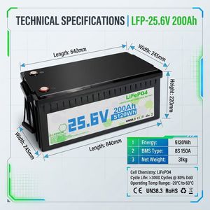 Batterie LiFePO4 25,6V 200Ah 5120Wh la plus vendue pour le stockage d'énergie photovoltaïque domestique en Afrique, 6000+ cycles profonds, BMS intelligent - Product Image 2