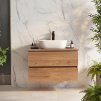 Meuble de salle de bain mural moderne résistant à l'eau sans miroir pour villa, appartement, hôpital
