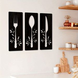 Creative Custom Rustic Wooden Kitchen Utensil Wall Decors <b>Fork</b> Spoon <b>Knife</b> Wall Hanging Plaque Gift for Farmhouse Dining Room - Product Image 4