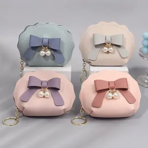 In Stock Women Coin Purse Key Case Change Wallet Pouch PU Leather Key Chain Crdit Card Holder Cute Cosmetics Bag with Zippered