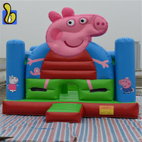 Château gonflable commercial en PVC 0,5 mm, thème cochon rose, château gonflable de dessin animé