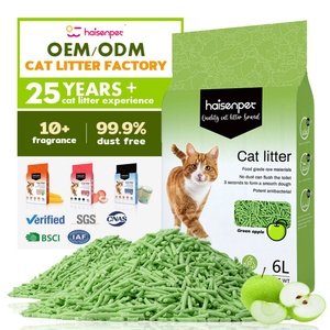 ทรายแมวไฮเซน OEM ขนาด 6 ลิตร 2 มม. รูปทรงลายเส้น ปราศจากฝุ่น กลิ่นชา หลายรสชาติ ทำจากเปลือกถั่ว ช่วยจับตัวเป็นก้อน กลิ่นเต้าหู้ - Product Image 1