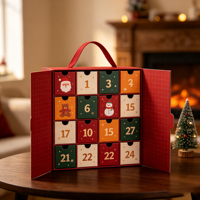 Boîte de calendrier de l'avent rouge personnalisée avec 24 tiroirs pour emballage de compte à rebours de Noël pour les vendeurs de commerce électronique