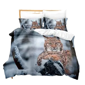 Original Factory Hotel Bed Sheet With King Size Duvet Cover Set Manufacturers In China 3D Printed Tiger Series