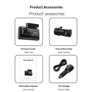 Caméra embarquée Ultra HD 4K à 3 voies, double objectif 2K pour habitacle et arrière, triple objectif, enregistreur vidéo de <span class=keywords><strong>voiture</strong></span> avec application téléphonique, suivi GPS, vision nocturne IR - Product Image 2