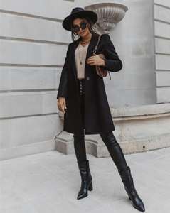 Manteau d'Hiver <span class=keywords><strong>Femme</strong></span> à Col Revers <span class=keywords><strong>Mi</strong></span>-<span class=keywords><strong>long</strong></span> en Laine Boutonné Parka Dames Collection 2025 - Product Image 3