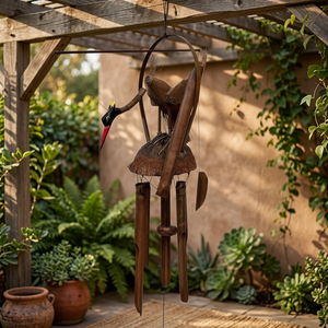 Carillon à vent en bambou naturel Gubuk Bali, motif oiseau charmant, fait main traditionnel, à suspendre, pour usage intérieur, baptême, Diwali, boîte de condoléances - Product Image 3