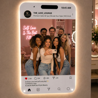 Personalisiertes Acryl-LED-Spiegelschild mit Sensorschalter, Individuelles Social-Media-Stil Wandlicht für Wohnzimmer & Fitnessraum-Dekoration