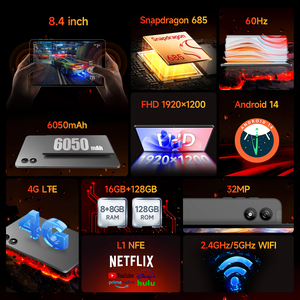 BNCF Bpad <span class=keywords><strong>Mini</strong></span> tableta de 8,4 pulgadas Android 14 1920x1200 IPS 8GB RAM 128GB ROM Tab Snapdragon 685 Octa Core 4G llamada telefónica <span class=keywords><strong>Tablet</strong></span> PC - Product Image 2