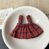 Tenue de poupée miniature pour animaux en peluche, robe de poupée à carreaux mignonne avec dentelle, vêtements de poupée faits à la main pour jouets en peluche de 10 cm
