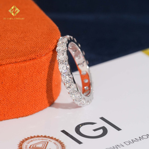 แหวนเพชรทรงกลมแบบ Eternity Band  3 มม.  ประดับเพชรเม็ดเดี่ยว  งานแต่งงานสุดหรู  เงินแท้ S925  เพชรเพาะเลี้ยงในห้องปฏิบัติการ  พร้อมใบรับรอง IGI  สำหรับทั้งชายและหญิง - Product Image 1