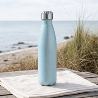 Bouteille d'eau isotherme à double paroi de 500 ml, performance thermique de 12 à 24 heures, intérieur en acier inoxydable 304, couvercle à vis, tasse ventrue