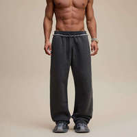 Pantalon de survêtement vintage délavé en gros, 400 g/m² épais, pour homme, décontracté, en molleton, coupe droite et ample, idéal pour l'hiver