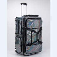 Valise de danse roulante durable, sac de maquillage, housse en PU, fermeture étanche avec roulettes pour les voyages et un rail pour vêtements