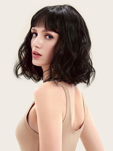 Wholesale 12 Inch Cute Women's European American <b>Short</b> Bob Non Lace Synthetic <b>Wig</b> High Temperature Fiber Water Wave Transparent - Product Image 3