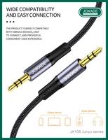 Pabrik JOKADE kabel Audio AUX 3.5mm kualitas tinggi langsung kawat kepang untuk Stereo mobil, Speaker rumah, ponsel & tablet tahan lama/panas