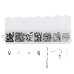 Ensemble d'accessoires de bijoux à bricoler soi-même fermoir mousqueton en acier inoxydable boucle unique crochet d'<span class=keywords><strong>oreille</strong></span> queue chaîne <span class=keywords><strong>pince</strong></span> une boîte faire ensemble de bijoux - Product Image 1