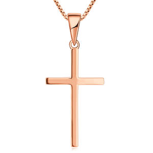 Collana con Croce in Argento 925 Design Minimalista Gioielli Cristiani Placcati Oro per Uomo e Donna Gioielleria Fine all'Ingrosso - Product Image 2
