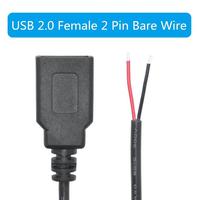 Câble d'alimentation court USB 2.0 Type-C femelle 2 broches à fils nus 30 cm/11,8 po 12 V/3 A, type Pigtail à extrémité ouverte pour équipement DIY, charge rapide 3 A