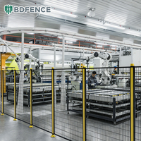 Clôture de protection robotisée sur mesure en treillis d'acier à faible teneur en carbone pour cellules de traitement laser avec accès sécurisé et extension modulaire des panneaux