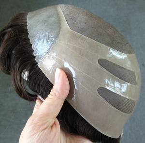 Toupet professionnel naturel articles PU et mono base topper hommes cheveux stock 100% système de remplacement de cheveux humains hommes toupet perruque <span class=keywords><strong>Oscar</strong></span> - Product Image 1