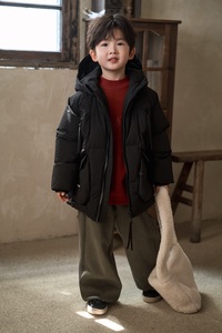 Unisex trẻ em áo khoác trắng vịt xuống đầy 100% polyester vỏ rửa sạch Windproof trùm đầu dây kéo túi 6-13y mùa đông ODM/OEM - Product Image 3