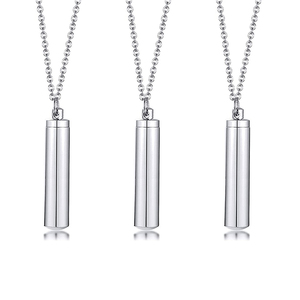 Collar Urna de Cremación Cilíndrica Simple de Plata, Chapado en Oro, Acero Inoxidable con Circonita, Colgante Conmemorativo para Cenizas, Joyería para Mujer/Hombre - Product Image 4
