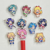 Accesorios de metal con cuentas de Sailor Moon versión Q, grabados en relieve de doble cara y con orificio pasante, para llaveros y cadenas de teléfono DIY, al por mayor