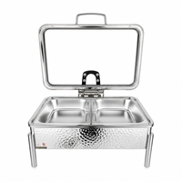 Ensemble de réchauds à buffet rectangulaires personnalisés en acier inoxydable 304 avec couvercle en verre pour réchauffer les aliments, restauration