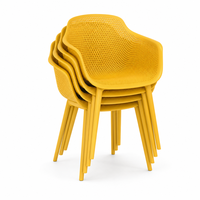 Chaise de salle à manger en plastique empilable, gain de place, facile à nettoyer, légère, en polypropylène, avec accoudoirs, pour extérieur, café, restaurant, terrasse