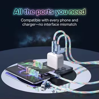 Kabel USB LED Bercahaya Multi 4-in-1 100W PD Pengisian Daya Super Cepat Sinkronisasi Data 480Mbps Kabel Pengisian Daya RGB Universal untuk Ponsel dan Mobil