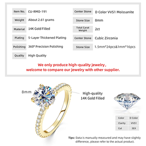 <span class=keywords><strong>Anillo</strong></span> <span class=keywords><strong>de</strong></span> compromiso solitario <span class=keywords><strong>de</strong></span> moissanita <span class=keywords><strong>de</strong></span> 8 mm y 2 quilates con engaste <span class=keywords><strong>de</strong></span> garra, unisex, para parejas, regalo <span class=keywords><strong>de</strong></span> aniversario, nueva tendencia, venta al por mayor - Product Image 2