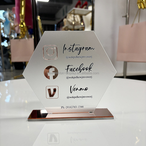 Pantalla de mesa de salón de belleza personalizada Escanear para pagar <span class=keywords><strong>Venmo</strong></span> <span class=keywords><strong>Paypal</strong></span> Cash Blanco Acrílico personalizado Qr Code Stand Sign - Product Image 4