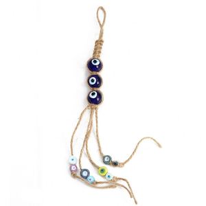 Colgante de Pared de Cuerda Trenzada con Borla de Cuentas Coloridas y Ojo Turco de Cristal Azul para Decoración del Hogar, Sala de Estar y Coche - Product Image 4