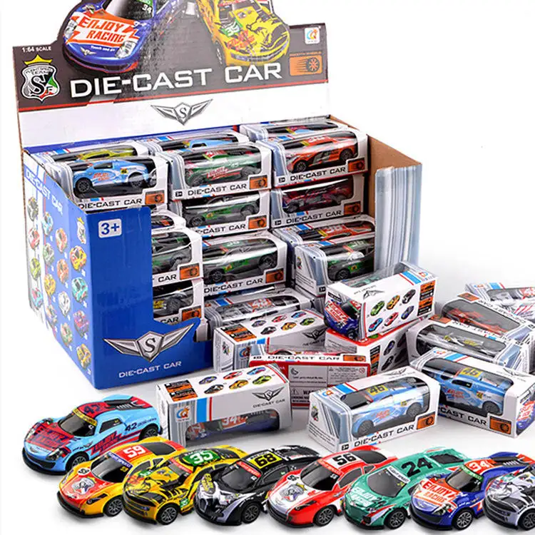 1/64 Diecast Diecast Speelgoed Promotievoertuigen Terugtrekken Speelgoedauto 12 Aangepaste Logo Window Box Unisex