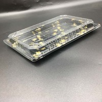 Boîte à sushi jetable de qualité supérieure, vente directe d'usine, en PVC de qualité alimentaire, couvercle noir avec feuille d'or, logo personnalisé, salade, hamburger
