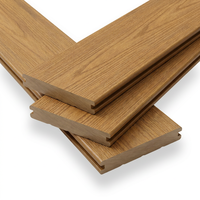 Plancher de terrasse extérieur en composite WPC co-extrudé, lisse, moderne, imperméable, antidérapant, à grain de bois, pour salle de bain et jardin