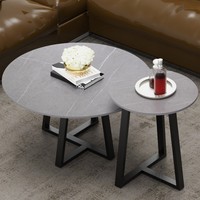 2PCS Salon Réunion Nordic Nesting Coffee Table Marble Sofa Side End Tables Round Plate Balcon Yard