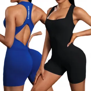 New Fashion Sleeveless Comfortable Nylon Spandex Training Yoga Jumpsuits Workout One Piece Seamless Bodysuits For Women