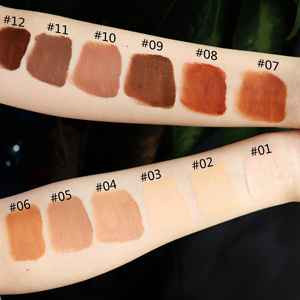 Gezicht Make-Up Cosmetica Waterdicht Geperst Poeder Foundation Vloeibare Vrouwelijke Make-Up Foundation Voor Zwarte Nieuwe Vrouwen Aankomst 12 Kleuren