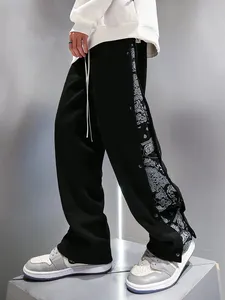 OEM Men Pants Solid Baggy Loose Elastic Pants Sweatpants Casual Pants Trousers Large New Straight Grey Black