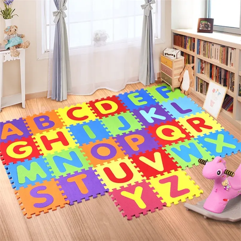 Tapete de EVA para brincar, tapete ecológico de espuma para crianças, alfabeto e números, tapete para engatinhar, bebê e infantil