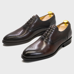 Chaussures décontractées pour hommes professionnels, en cuir véritable fait main, à bout pointu, respirantes, antidérapantes, à lacets, pour le bureau. - Product Image 5