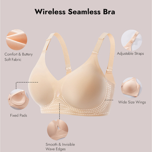 New Style <strong>No</strong> Underwire Women Custom Full Cup V Neck Full Support Push up Seamless Comfortable Sport Padded Smoothing <strong>Bra</strong> - Product Image 5